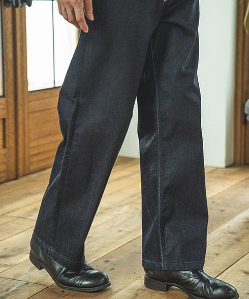 MR.OLIVE/SUPER STRETCH DENIM / ONE WASH WIDE STRAIGHT PANTS ミスターオリーブ/スーパーストレッチデニム/ワンウォッシュワイドストレートパンツ